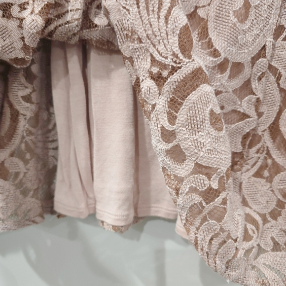 FREE PEOPLE Beautiful Dreamer Blush Black Embroidery Mini Lace Holiday Dress, XS - Picture 11 of 16